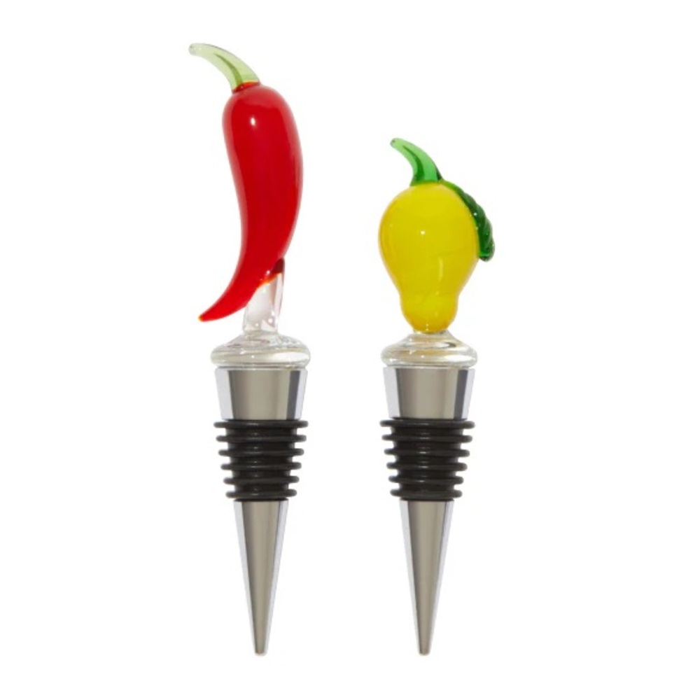 NIB sandraalexandra set of glass bottle stoppers | lemon + chilli